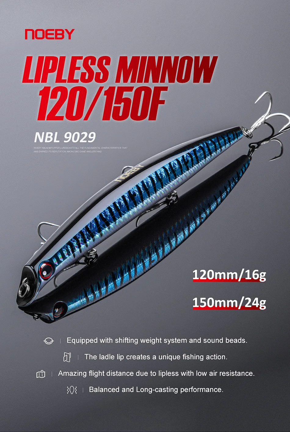 Noeby Sasuke Jerkbait Fishing Lure, Floating Minnow, Wobbler, Long ...